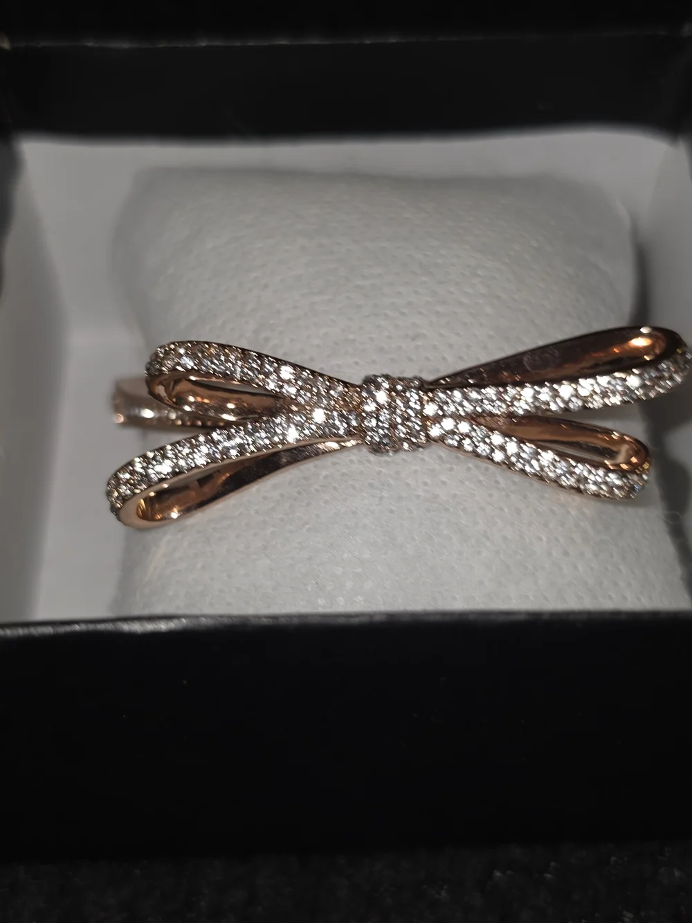 KATE SPADE ROSE GOLD TONE Rhinestone Bangle 6 3/4